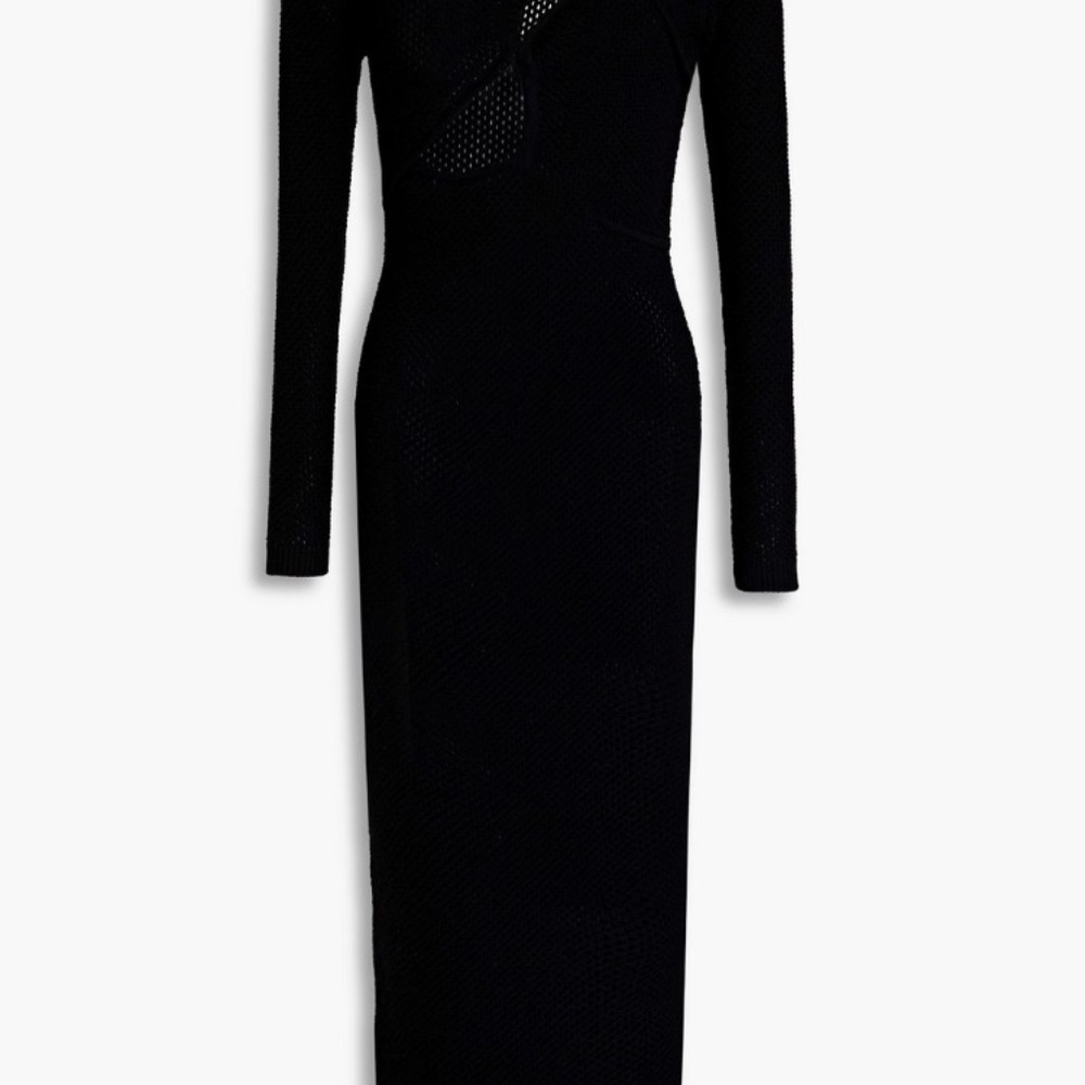Ronny Kobo Rosemary one-shoulder cutout crochet knit dress